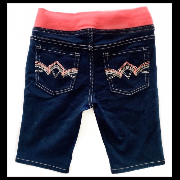 Girls denim elastic waist long denim shorts - Picture 1 of 5